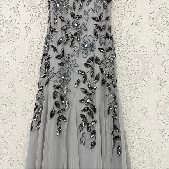 Adrianna Papell Women's Floral Beaded Godet Gown - Picture 10 of 16